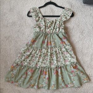 Speechless Green Floral Kids Dress